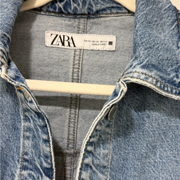 ZARA! Denim cropped oversized jacket cut out elbows XS - Picture 13 of 15